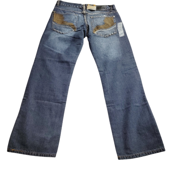 Jean Station Men's Blue Denim Stud Back Pockets Size 32/31 Jeans - Picture 2 of 10